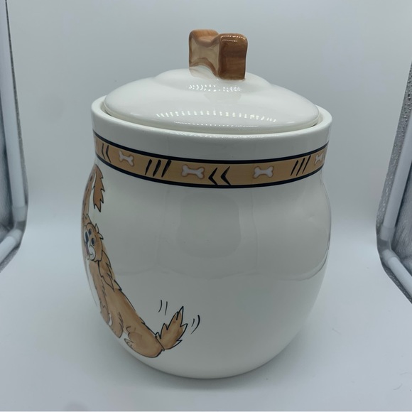 SOLD!! Inspirado Doggie Treat Canister Dog Biscuit Cookie Jar Ceramic - Picture 2 of 8